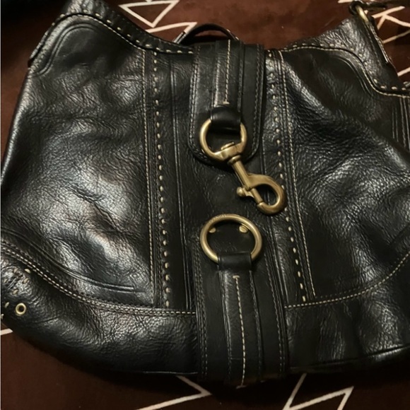 Coach Black Leather Hobo Bag with Gold Hardware - Picture 1 of 6